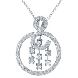 Genuine 0.63 TCW 14K White Gold Ladies Pendant - REF-65F9M