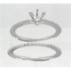 14K White Gold 0.38CTW Diamond Wedding Ring Set - REF-49H5W