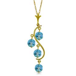 Genuine 2.25 ctw Blue Topaz Necklace Jewelry 14KT Yellow Gold - REF-30Y2F