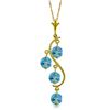 Genuine 2.25 ctw Blue Topaz Necklace Jewelry 14KT Yellow Gold - REF-30Y2F