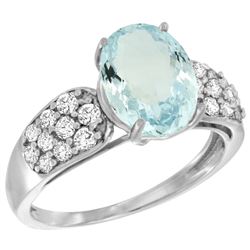 Natural 2.45 ctw aquamarine & Diamond Engagement Ring 14K White Gold - REF-68A4V