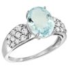 Natural 2.45 ctw aquamarine & Diamond Engagement Ring 14K White Gold - REF-68A4V
