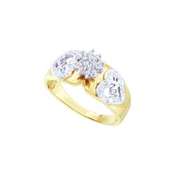 0.1 CTW Natural Diamond Heart Love Cluster Ring 10K Yellow Gold