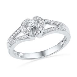 0.25 CTW Natural Diamond Heart Love Promise Bridal Ring 10K White Gold