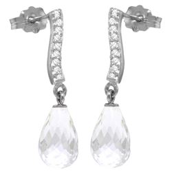 Genuine 4.78 ctw White Topaz & Diamond Earrings Jewelry 14KT White Gold - REF-46M2T