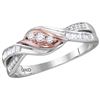 0.2 CTW Natural Diamond 3-stone Bridal Engagement Ring 10K Multi-Tone Gold