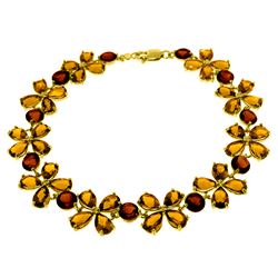 Genuine 20.7 ctw Citrine & Garnet Bracelet Jewelry 14KT Yellow Gold - REF-142V9W