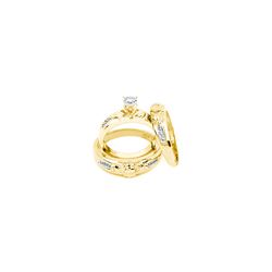 0.14 CTW Diamond Matching Claddagh Mens His & Hers Trio Ring 10K Yellow Gold