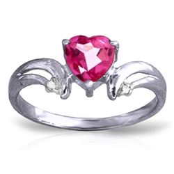 Genuine 0.96 ctw Pink Topaz & Diamond Ring Jewelry 14KT White Gold - REF-42K2V