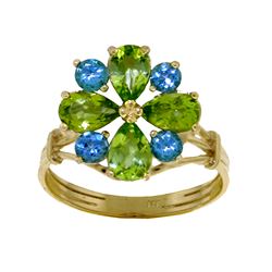 Genuine 2.43 ctw Peridot & Blue Topaz Ring Jewelry 14KT White Gold - REF-48Z3N