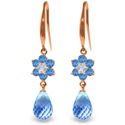 Genuine 5.51 ctw Blue Topaz & Diamond Earrings Jewelry 14KT Rose Gold - REF-47V4W