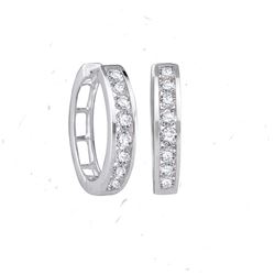 0.25 CTW Natural Diamond Hoop Earrings 10K White Gold