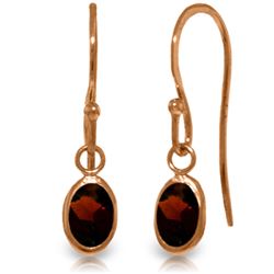 Genuine 1 ctw Garnet Earrings Jewelry 14KT Rose Gold - REF-13V5W