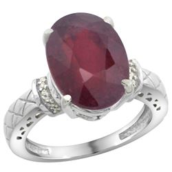 Natural 5.53 ctw Ruby & Diamond Engagement Ring 10K White Gold - REF-52Y3X