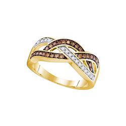 0.35 CTW Cognac-brown Colored Diamond Crossover Band 10K Yellow Gold