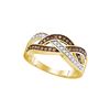 Image 1 : 0.35 CTW Cognac-brown Colored Diamond Crossover Band 10K Yellow Gold