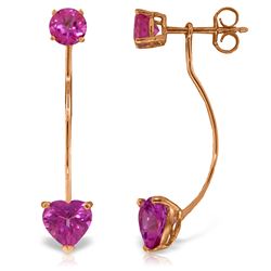 Genuine 4.55 ctw Pink Topaz Earrings Jewelry 14KT Rose Gold - REF-30T6A