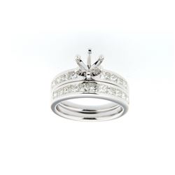 14K White Gold 1.6CTW Diamond Wedding Ring Set - REF-318N5A