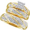 Image 1 : 0.25 CTW Diamond Cluster Mens Matching Trio Bridal Ring 10K Yellow Gold
