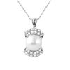 Image 1 : 14K Gold 9.76 CTW Pearl & Diamond Slider w/ Chain - REF-87F2M