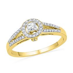 0.25 CTW Natural Diamond Halo Bridal Engagement Anniversary Ring 10K Yellow Gold