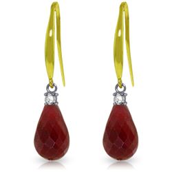 Genuine 6.7 ctw Ruby & Diamond Earrings Jewelry 14KT Yellow Gold - REF-28T8A