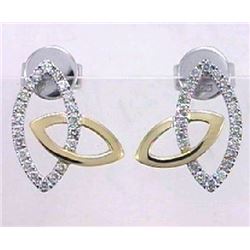 14K Two Tone Gold 0.27CTW Diamond Earring - REF-33X3Y