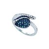 Image 1 : 0.5 CTW Blue Colored Diamond Ladies Classy Tulip Flower Cluster Fine Ring 10K White Gold