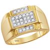 Image 1 : 0.49 CTW Mens Natural Diamond Square Cluster Ring 10K Yellow Gold