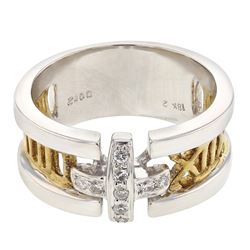 18K Two Tone Gold 0.12CTW Diamond Fashion Ring - REF-112R2K