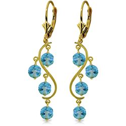 Genuine 4.95 ctw Blue Topaz Earrings Jewelry 14KT Yellow Gold - REF-53X8M