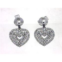 14K White Gold 0.6CTW Diamond Earring - REF-63F6M