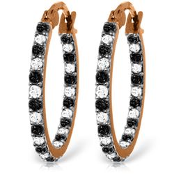 Genuine 0.81 ctw White & Black Diamond Earrings Jewelry 14KT Rose Gold - REF-116P6H