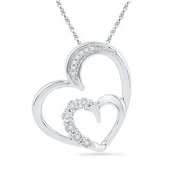 0.04 CTW Natural Diamond Heart Love Pendant 10K White Gold