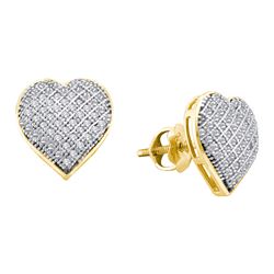 0.33 CTW Natural Diamond Heart Love Valentines Earrings 10K Yellow Gold