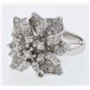 Image 1 : Flower Design Prong & Pave-set Diamond Ring in 18K White Gold - REF-346A6N