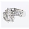 Image 1 : Round & Baguette Diamond Ring  in 18K White Gold - REF-212Y5X