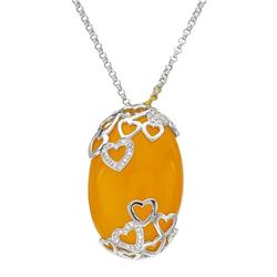18KWhite Gold 51.38CTW Cat's Eye & Diamond Necklace - REF-116M8F