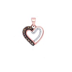 0.2 CTW Cognac-brown Colored Diamond Heart Love Pendant 10K Rose Gold