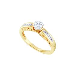 0.25 CTW Flower Cluster Natural Diamond Bridal Engagement Ring 14K Yellow Gold