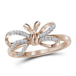 0.13 CTW Natural Diamond Ribbon Bow Ring 10K Rose Gold