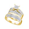 Image 1 : 0.53 CTW His & Hers Natural Diamond Cluster Matching Bridal Ring 10K Yellow Gold