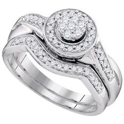 0.33 CTW Diamond Cluster Bridal Engagement Ring 10K White Gold