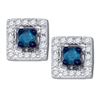 Image 1 : 0.25 CTW Blue Colored Diamond Square Earrings 10K White Gold
