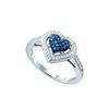 Image 1 : 0.25 CTW Blue Colored Diamond Heart Love Ring 10K White Gold