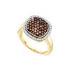 Image 1 : 0.95 CTW Cognac-brown Colored Diamond Square Cluster Ring 10K Yellow Gold
