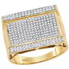 Image 1 : 0.9 CTW Mens Natural Diamond Rectangle Cluster Ring 10K Yellow Gold