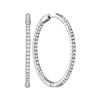 Image 1 : 2.85 CTW Natural Diamond Hoop Inside Outside Earrings 14K White Gold
