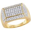 Image 1 : 1.55 CTW Mens Natural Diamond Rectangle Cluster Ring 14K Yellow Gold
