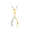 Image 1 : 0.05 CTW Natural Diamond Wishbone Lucky Fine Prosperity Charm Pendant 10K Yellow Gold